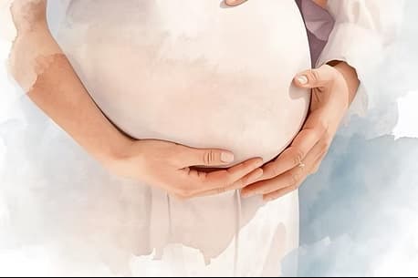 Femme enceinte tenant son ventre